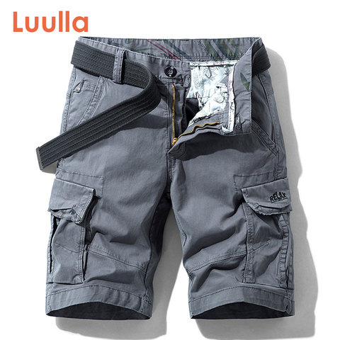 Luulla, novedad de verano en pantalones cortos de carga de algodón y sarga elástica de primera calidad para hombre, pantalones cortos informales a la moda con bolsillos clásicos sólidos 28-38 ► Foto 1/6