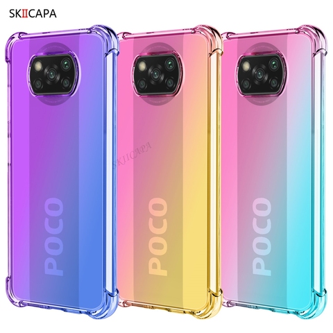 Funda blanda de TPU translúcido para Xiaomi Poco X3, NFC, M3, X2, F2 Pro, A3, A2 Lite, con gradiente de arcoíris, a prueba de golpes ► Foto 1/6