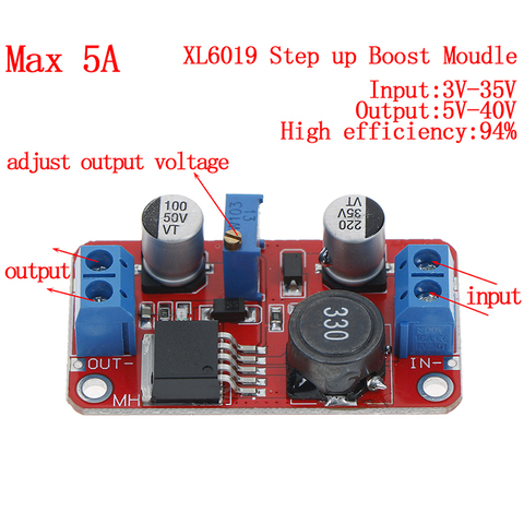 Módulo de potencia de aumento 5A DC-DC, conversor de voltios de refuerzo, 3,3 V-35V a 5V, 6V, 9V, 12V, 24V, novedad ► Foto 1/6