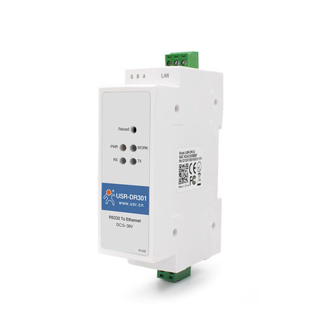 USR-DR301-Convertidor de puerto SERIAL a Ethernet, carril DIN Modbus RS232, transmisión transparente bidireccional entre RS232 y RJ45 ► Foto 1/1