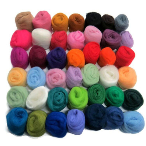 Tela de fieltro de lana, 86 colores, 5g/10g/20g/50g/100g, manualidad de fieltro hecha a mano ► Foto 1/4