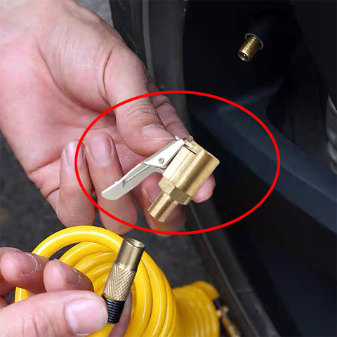 1PC coche Auto latón 8mm neumático aire portabrocas bomba válvula Clip abrazadera conector adaptador Coche accesorios para compresor ► Foto 1/6