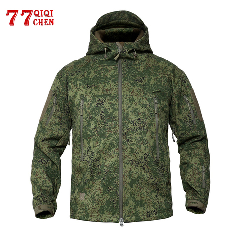 Impermeable a prueba de viento suave cáscara militar camuflaje chaquetas hombres con capucha invierno cálido SoftShell táctico polar chaqueta de vuelo hombres ► Foto 1/6