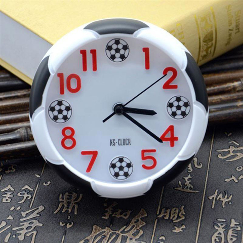 Fútbol de mesa de fútbol En forma de bola Reloj de escritorio para acampar al aire libre de escritorio además dormitorio cumpleaños fútbol regalo ► Foto 1/6