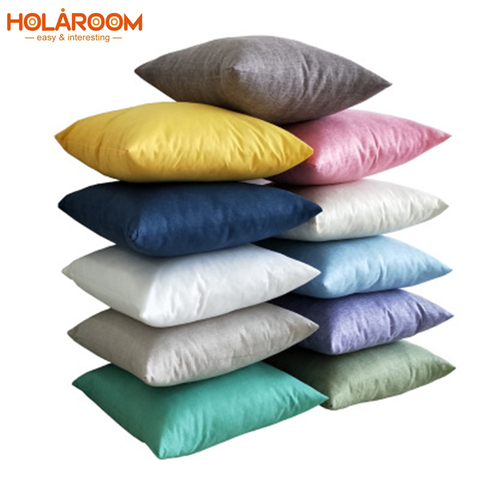 Blanco funda de almohada cojín de Color liso cubierta de lino de algodón fundas de almohada sofá funda para almohada Color 25 decoraciones para el hogar ► Foto 1/6