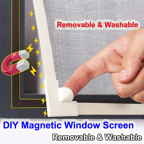 Mosquitero magnético para ventanas, pantalla con malla de tul personalizable, antimoscas y mosquitos, lavable y extraíble, DIY, verano 2022 ► Foto 1/6