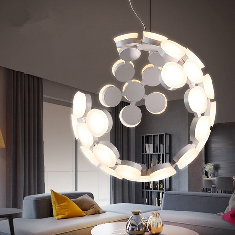 Lámpara colgante de diseño italiano, creativa lámpara de Luna, lámpara de suspensión de Color blanco y negro, para dormitorio, comedor, cocina, candelabro de isla ► Foto 1/6