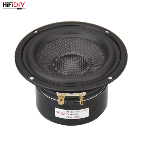 HIFIDIY-altavoz de graves de 4,5 pulgadas, Unidad de altavoz de 4 / 8 OHM, altavoz de lavabo vibratorio de fibra de vidrio de 50W, negro/amarillo, BT4 ► Foto 1/6