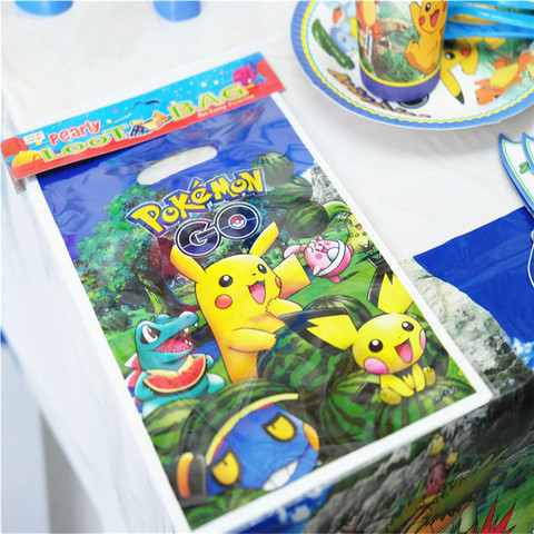 Tema de Pokemon Pikachu para decoración de fiestas, suministros de fiesta de cumpleaños, platos de papel, máscaras, suministros de baño para bebé, vajilla ► Foto 1/6