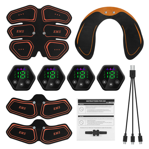 Ejercitador de cadera Abdominal Estimulador muscular EMS, pantalla LCD, tóner, Abs Fitness USB, entrenamiento, gimnasio en casa, pérdida de peso, adelgazamiento corporal pesas gimnasio electroestimulador muscular ► Foto 1/6