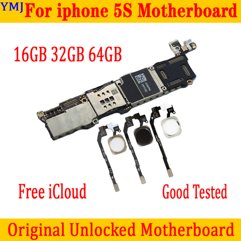 La desbloqueado para iphone 5S Motherboard16GB/32GB/64GB 100% Original para iphone 5S placa base con/No Touch ID libre iCloud ► Foto 1/6