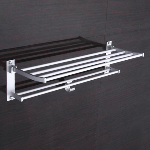 Estante de almacenamiento de acero inoxidable de alta calidad, soporte plegable para toallas, gancho de Nuevo organizador montado en pared, para ropa y baño ► Foto 1/6