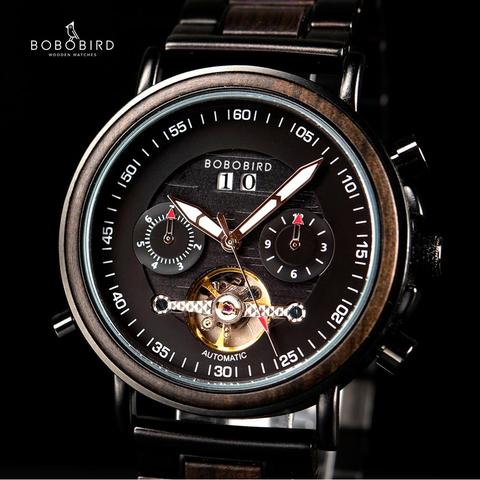 BOBO BIRD-reloj automático de acero inoxidable para hombre, pulsera mecánica deportiva de negocios, envío personalizado ► Foto 1/6