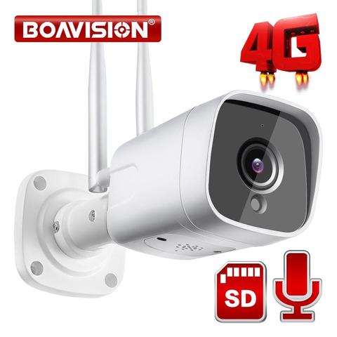 Cámara de seguridad tipo bala para exteriores, Tarjeta SIM 4G, HD, 1080P, 5MP, Audio CCTV, 20M, IR, Audio bidireccional, gatillo, alarma de sonido ► Foto 1/6