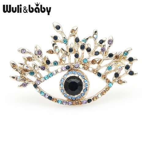 Wuli & baby-broches de ojo de diamante de imitación azul para mujer, broche de aleación de belleza, flor de ojo de la suerte, boda, regalos de Año Nuevo ► Foto 1/5