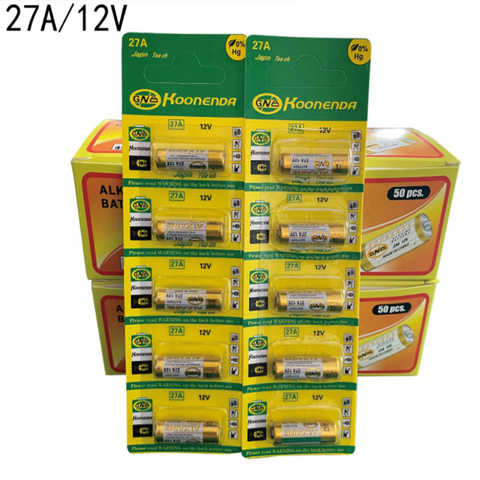 10 unids/lote nueva seco Batería alcalina 27A 12V A27 para timbre de alarma de coche de control remoto de G27A MN27 MS27 GP27A A27 L828 V27GA ALK27A ► Foto 1/4