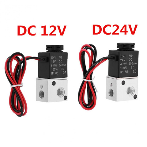 Válvula Solenoide 3V1-06 NC, cc 12V/24V, 3 vías, 2 posiciones, 1/8 pulgadas, BSP, válvula de bola eléctrica normalmente cerrada ► Foto 1/6