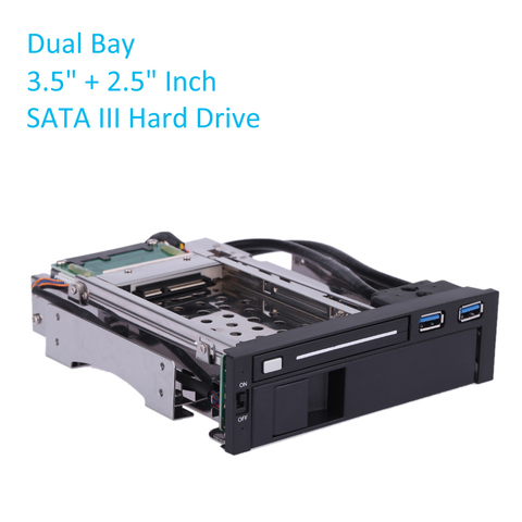 Puerto USB 3,0 de doble Bahía SATA III Disco Duro HDD y SSD bandeja Caddy soporte interno móvil estación de acoplamiento 3,5 