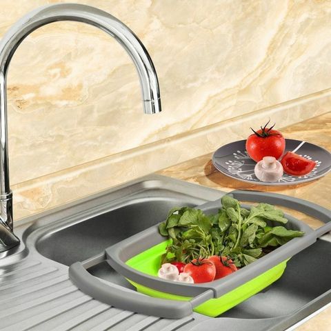 Colador plegable extensible para cocina, cestas plegables, colador para lavar fideos, frutas y verduras, cuencos ► Foto 1/1