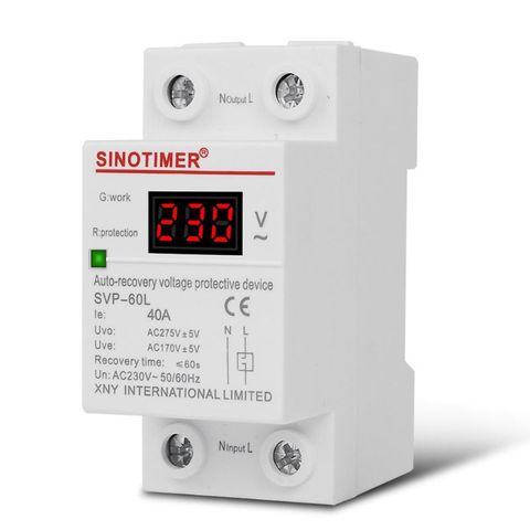 Dispositivo de protección contra sobrevoltaje, dispositivo de relé de 230V AC 40A Din Rail ajustable de recuperación automática de bajo voltaje ► Foto 1/6