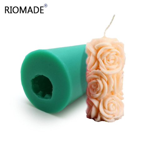 3D Rosa vela cilíndrica moldes polímero molde de silicona para arcilla flan gelatina postres de Chocolate hechos a mano molde S0322HM ► Foto 1/3