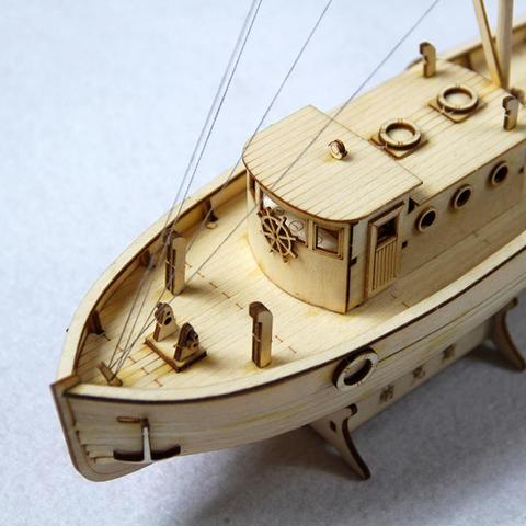 Modelo de ensamblaje de barco de vela de madera, Kits artesanales de barco de vela de madera 1:50, modelo de regalo, juguete de pesca, decoración de bote figura a escala de madera ensamblada ► Foto 1/6