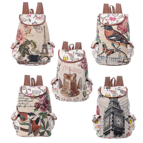 Mochila escolar informal con diseño de Torre Eiffel para mujer, morral escolar de lona para adolescentes ► Foto 1/6