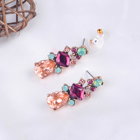 Pendientes de Color arcoíris para mujer, colección de pendientes colgantes de resina de cristal de Color dorado antiguo para mujer, joyería de moda al por mayor ► Foto 1/6