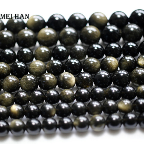 Meihan envío gratuito 6mm 8mm 10mm 12mm obsidiana dorada natural cuentas redondas de piedra pulsera de joyería de diseño o regalo ► Foto 1/3