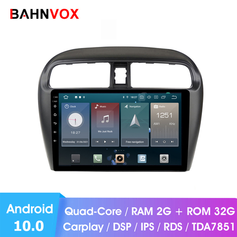 Radio con gps para coche, reproductor multimedia con android 10,0, 9 pulgadas, 2 DIN, dvd, para Mitsubishi mirage attrage 2012, 2022 ► Foto 1/6