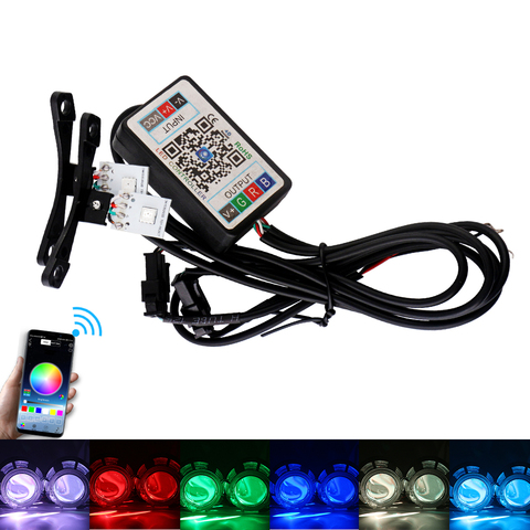 Proyector de xenón con ojos malvados y Bluetooth, lámpara de luz LED RGB con Control por aplicación, Ojos de Ángel para conducir en el coche, para el día o correr, 2,8 pulgadas ► Foto 1/6