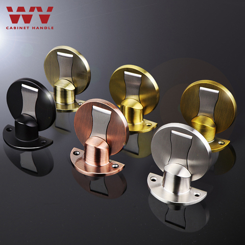 Topes de puerta magnéticos WV 304 de acero inoxidable, soportes de puerta ocultos, sin clavos, para suelo, ferretería para muebles ► Foto 1/6