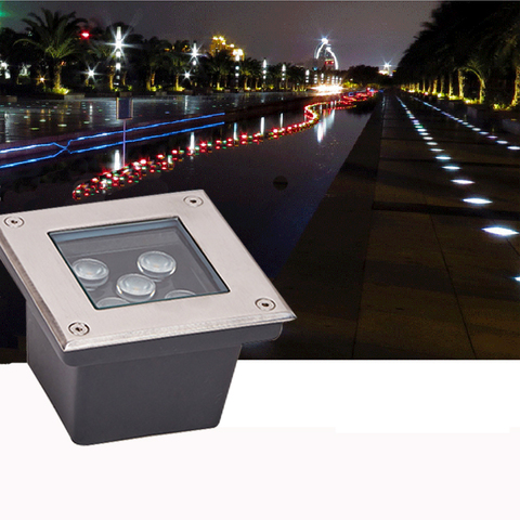 LED 1W 3W 4W 5W al aire libre 6W Luz de suelo luces subterráneas impermeable IP67 cuadrado Led enterrada lámparas de luz de jardín AC85-265V DC12V ► Foto 1/6