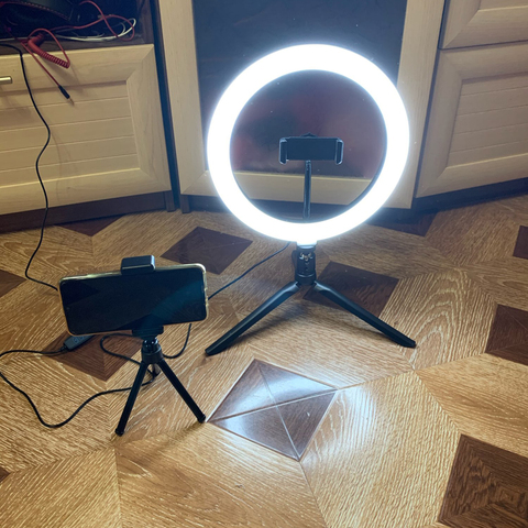 Trípode con soporte para teléfono móvil, iluminación de relleno de fotografía de 26/16CM, lámpara de luz de anillo remota con Bluetooth para selfis y vídeos de Youtube ► Foto 1/6