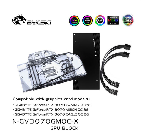 Bykski-bloque de agua para GIGABYTE GeForce RTX 3070, para videojuegos, VISION, EAGLE OC, tarjeta GPU de 8G, radiador de cobre de cubierta completa, RGB ► Foto 1/6