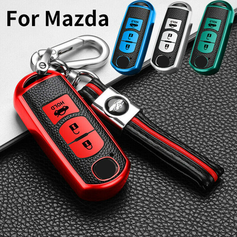 Funda protectora de TPU para llave de coche, Funda de cuero con patrón de llaveros para Mazda 2 3 5 6 8 Atenza CX5 CX-7 CX-9, funda de mando a distancia inteligente ► Foto 1/6