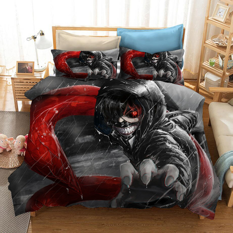 Juego de cama con estampado 3D de Anime japonés Tokyo Ghoul, fundas de almohada, edredón, ropa de cama, ropa de cama ► Foto 1/6