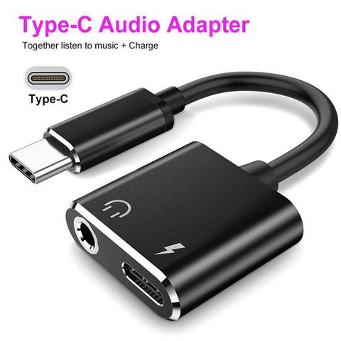 Adaptador de Audio 2 en 1 Tipo C a 3,5 MM, puerto de carga de Cable, auriculares tipo C, Cable adaptador AUX, auriculares para llamadas a Android ► Foto 1/6