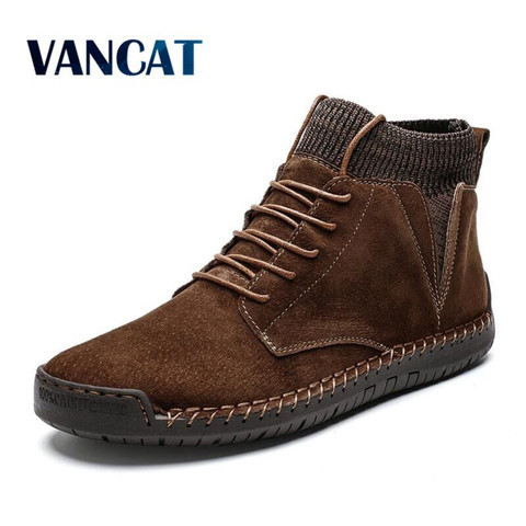 Botas de nieve de marca de invierno cálido para hombre Botas de piel de ante de vaca de alta calidad botines de Hombre Zapatos de felpa de otoño botas de conducción básica tamaño grande 48 ► Foto 1/6