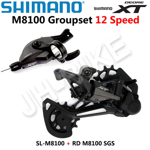 Shimano-palanca de cambio de marchas para bicicleta de montaña Deore XT M8100 Groupset 12 speep, 1x12 velocidades SL + RD, desviador trasero original M8100 ► Foto 1/5