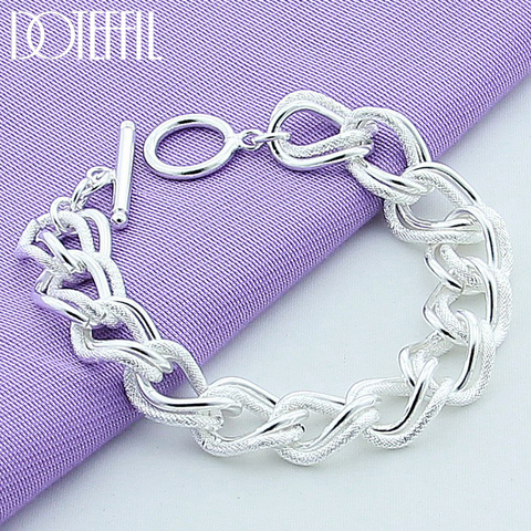 DOTEFFIL-pulsera de plata de ley 925 para mujer, brazalete con abalorio, cadena de plata, regalo para fiesta ► Foto 1/6