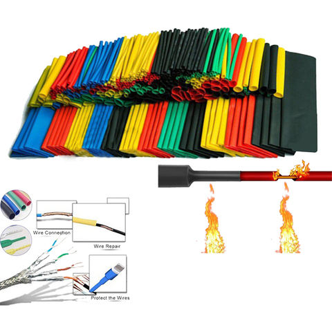 Juego de tubos termorretráctiles de poliolefina para unir cables, funda de aislamiento para hilo de cable, surtido de 164 unidades ► Foto 1/4