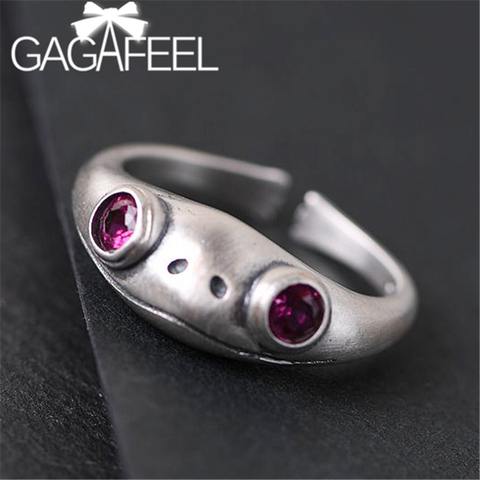 GAGAFEEL-Anillo de plata de primera ley con forma de rana para mujer, sortija ajustable, plata esterlina 925 Plata de Ley auténtica, estilo tailandés ► Foto 1/5