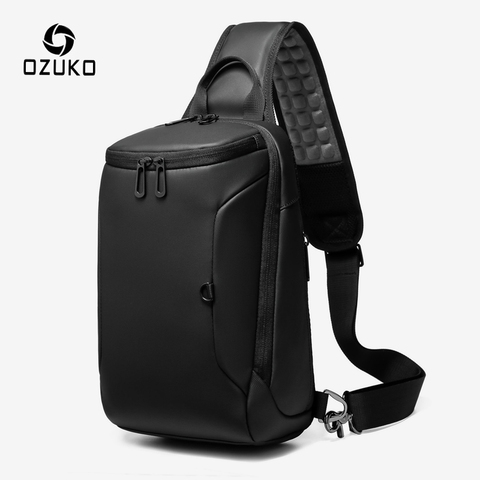 OZUKO-Bolso de hombro con carga USB para hombre, bandolera cruzada informal impermeable de 9,7 pulgadas, bolsa de pecho para iPad, bolsas de viaje cortas ► Foto 1/6