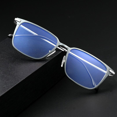 Gafas de sol cuadradas para miopía para hombre, + aluminio de titanio puro-magnesio anteojos de sol con protección contra rayos azules, gafas graduadas ópticas para miopía A6128 ► Foto 1/6