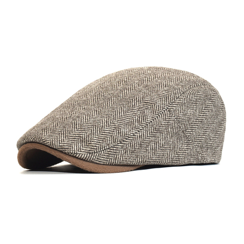 Gorra gruesa con diseño de espiga para hombre y mujer, Boina a rayas, Estilo Vintage, informal, ajustable, unisex ► Foto 1/6