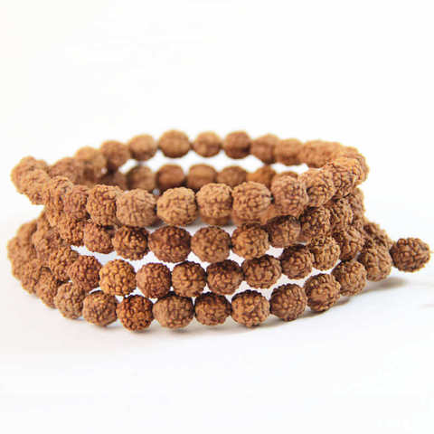 Hilo de Rudraksha Bodhi Natural auténtico para hacer oración, meditación, mallas, Budista Tibetano, Chakras, Rosario, TSB0530, 7mm, 108 Uds. ► Foto 1/1