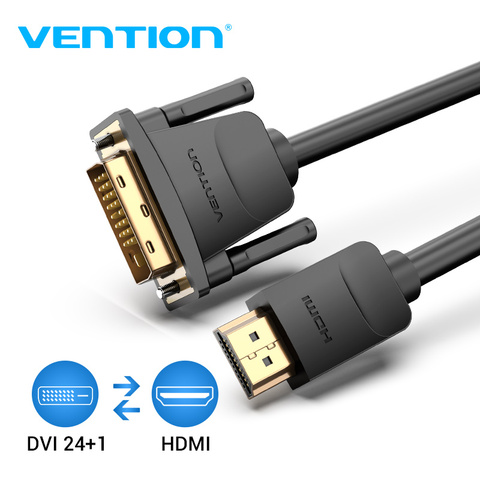 Vention Cable HDMI a DVI 1m 2m 3m 5m DVI-D 24 + 1 Pin soporte 1080P 3D Cable HDMI de alta velocidad para LCD DVD HDTV XBOX proyector PS3 ► Foto 1/6