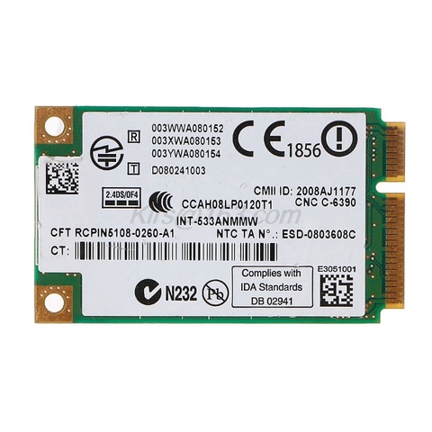 Mini tarjeta PCIe inalámbrica WiFi, 2,4 GHz y 5,0 GHz, 5300, 533AN_MMW, módulo de dispositivo de 802.11n + 450Mbps, tarjeta de enlace WiFi ► Foto 1/6