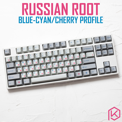 Kprepublic-idioma de la fuente de la raíz rusa 139, tinte de perfil de cereza azul cyan, Sub Keycap PBT para gh60 xd60 xd84 tada68 87 104 ► Foto 1/4